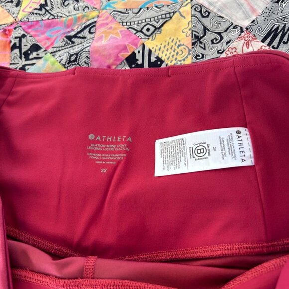 Athleta Ultra High Rise Elation Shine Tight 2XL Extra Large Decadent Red NWT - Picture 7 of 8